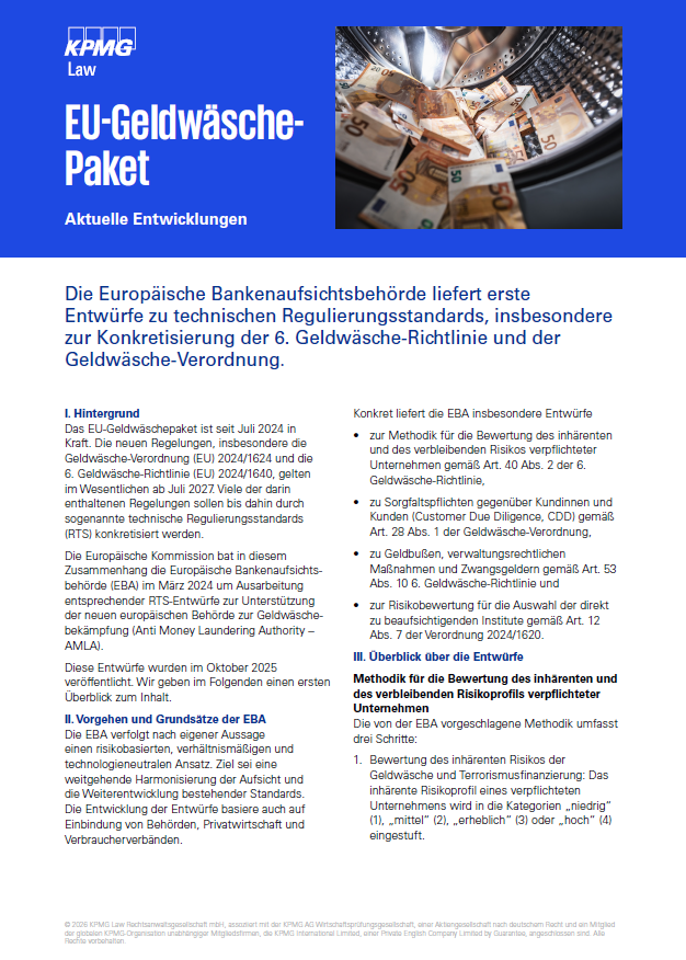 EU-Geldwäsche-Paket –Aktuelle Entwicklungen